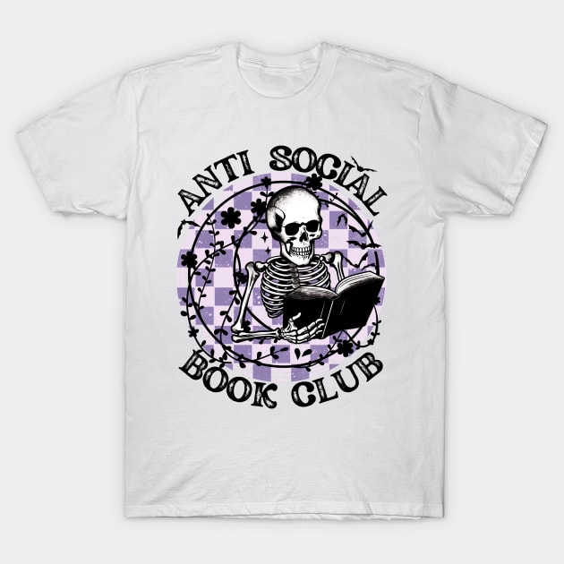 "Antisocial Book Club" Skeleton Reading T-Shirt by FlawlessSeams